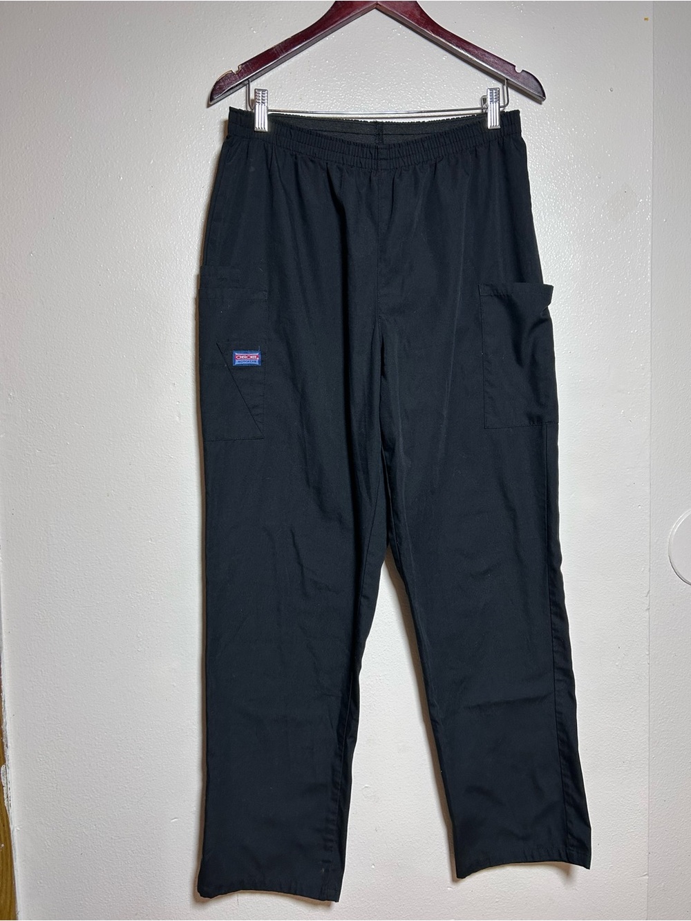 Men’s Black Cherokee workwear medical pants elastic waistband M multiple pockets